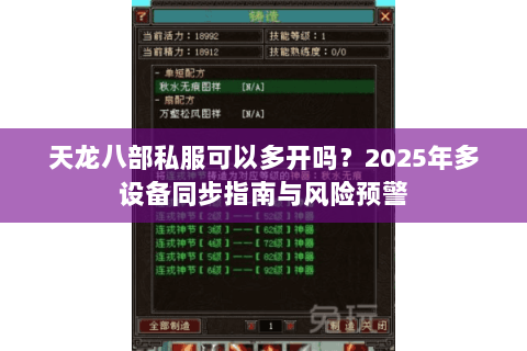 天龙八部私服可以多开吗？2025年多设备同步指南与风险预警