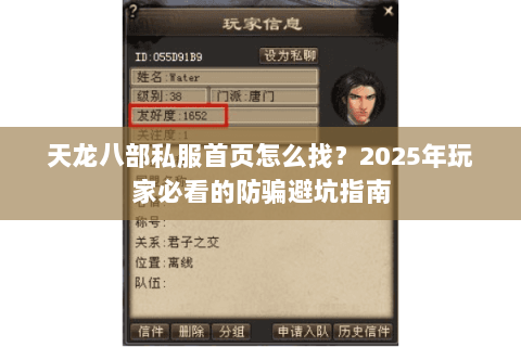 天龙八部私服首页怎么找？2025年玩家必看的防骗避坑指南