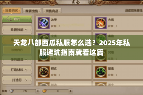 天龙八部西瓜私服怎么选？2025年私服避坑指南就看这篇