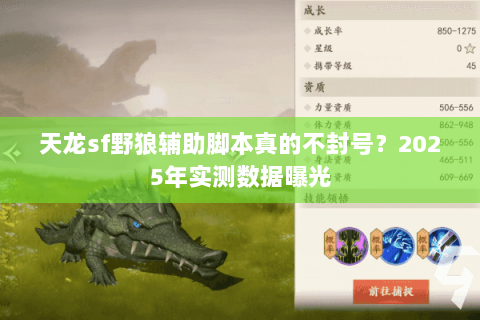 天龙sf野狼辅助脚本真的不封号？2025年实测数据曝光