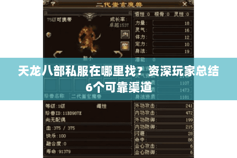 天龙八部私服在哪里找？资深玩家总结6个可靠渠道