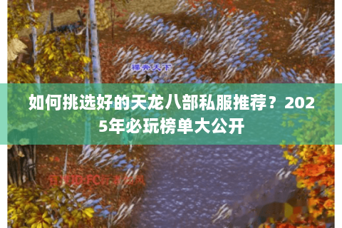 如何挑选好的天龙八部私服推荐？2025年必玩榜单大公开