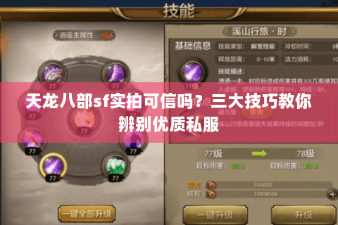天龙八部sf实拍可信吗？三大技巧教你辨别优质私服
