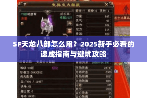 SF天龙八部怎么用？2025新手必看的速成指南与避坑攻略
