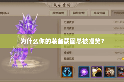为什么你的装备截图总被嘲笑？