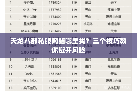 天龙八部私服网站哪里找？三个技巧教你避开风险