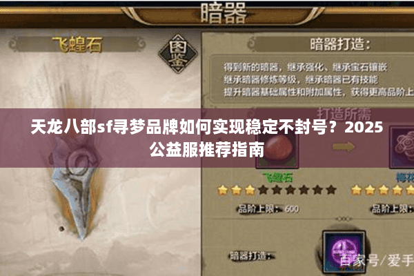 天龙八部sf寻梦品牌如何实现稳定不封号？2025公益服推荐指南