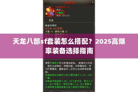 天龙八部sf套装怎么搭配？2025高爆率装备选择指南