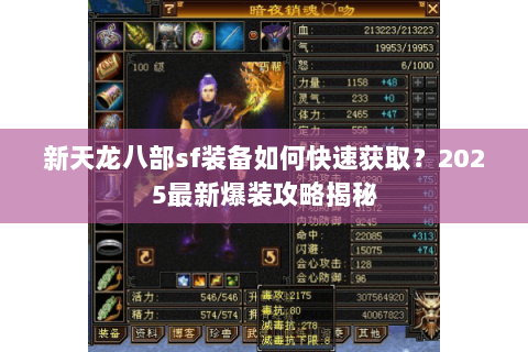 新天龙八部sf装备如何快速获取？2025最新爆装攻略揭秘