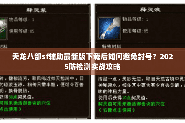 天龙八部sf辅助最新版下载后如何避免封号？2025防检测实战攻略