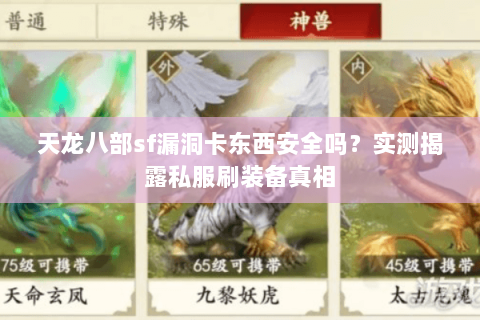 天龙八部sf漏洞卡东西安全吗？实测揭露私服刷装备真相