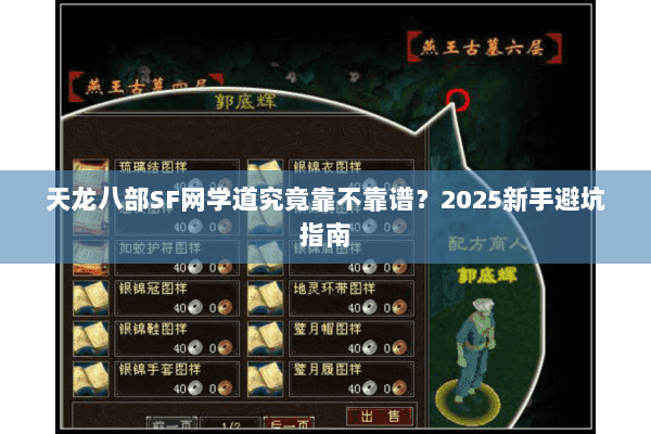 天龙八部SF网学道究竟靠不靠谱？2025新手避坑指南