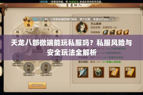 天龙八部微端能玩私服吗？私服风险与安全玩法全解析
