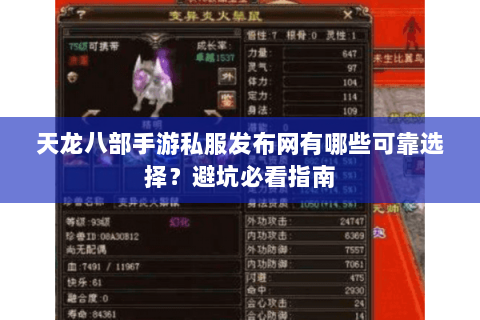 天龙八部手游私服发布网有哪些可靠选择？避坑必看指南