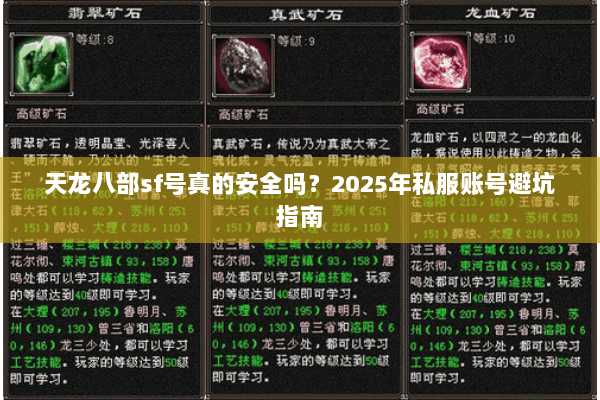 天龙八部sf号真的安全吗？2025年私服账号避坑指南