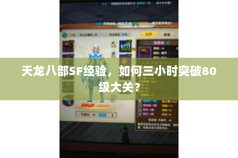 天龙八部SF经验，如何三小时突破80级大关？