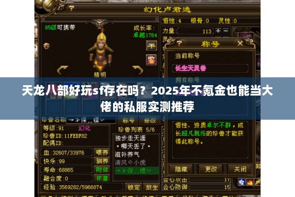 天龙八部好玩sf存在吗？2025年不氪金也能当大佬的私服实测推荐