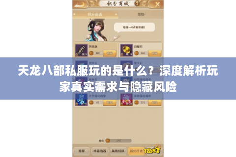 天龙八部私服玩的是什么？深度解析玩家真实需求与隐藏风险