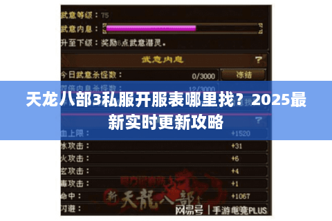 天龙八部3私服开服表哪里找？2025最新实时更新攻略