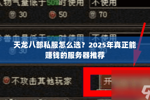 天龙八部私服怎么选？2025年真正能赚钱的服务器推荐