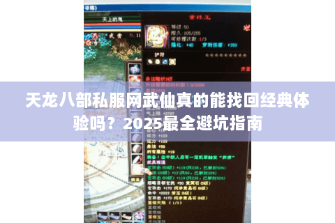 天龙八部私服网武仙真的能找回经典体验吗？2025最全避坑指南