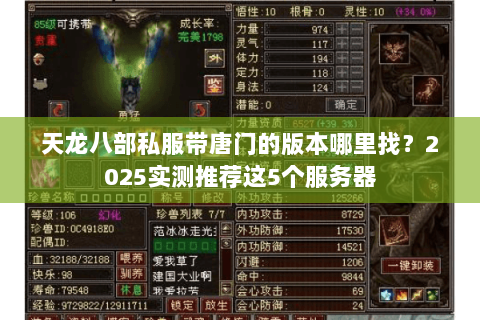 天龙八部私服带唐门的版本哪里找？2025实测推荐这5个服务器
