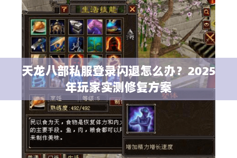 天龙八部私服登录闪退怎么办？2025年玩家实测修复方案