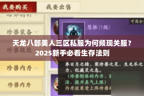 天龙八部美人三区私服为何频现关服？2025新手必看生存法则