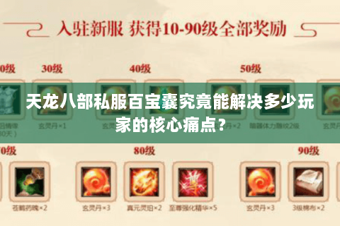 天龙八部私服百宝囊究竟能解决多少玩家的核心痛点？