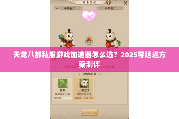 天龙八部私服游戏加速器怎么选？2025零延迟方案测评