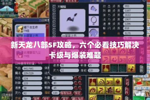新天龙八部SF攻略，六个必看技巧解决卡级与爆装难题