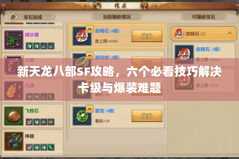 新天龙八部SF攻略，六个必看技巧解决卡级与爆装难题