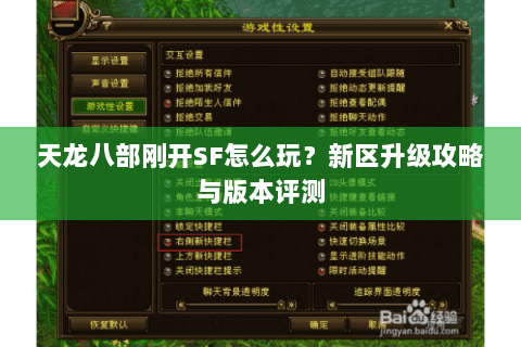 天龙八部刚开SF怎么玩？新区升级攻略与版本评测