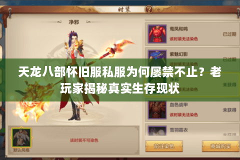 天龙八部怀旧服私服为何屡禁不止？老玩家揭秘真实生存现状