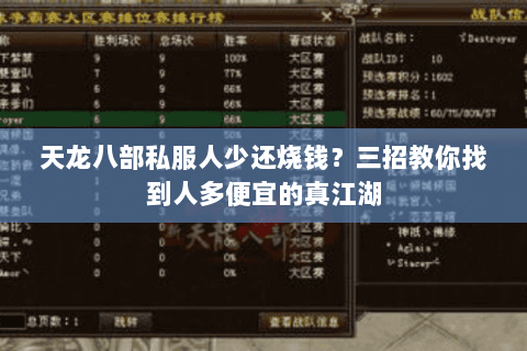 天龙八部私服人少还烧钱？三招教你找到人多便宜的真江湖