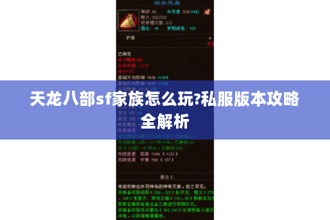天龙八部sf家族怎么玩?私服版本攻略全解析
