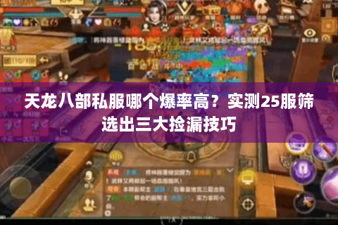 天龙八部私服哪个爆率高？实测25服筛选出三大捡漏技巧