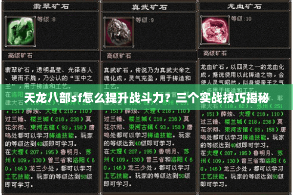 天龙八部sf怎么提升战斗力？三个实战技巧揭秘