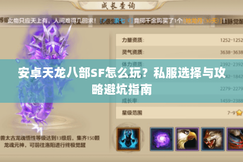 安卓天龙八部SF怎么玩？私服选择与攻略避坑指南