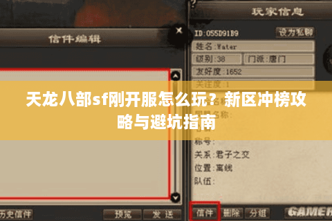 天龙八部sf刚开服怎么玩？新区冲榜攻略与避坑指南