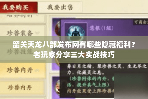 韶关天龙八部发布网有哪些隐藏福利？老玩家分享三大实战技巧