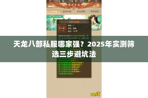 天龙八部私服哪家强？2025年实测筛选三步避坑法