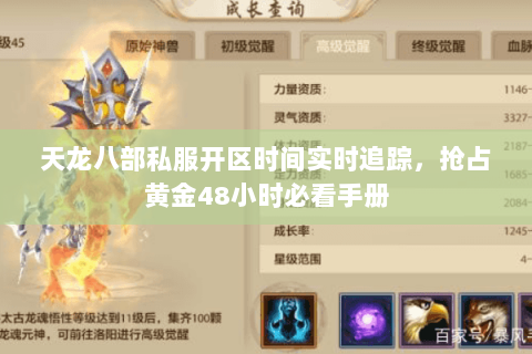 天龙八部私服开区时间实时追踪,抢占黄金48小时必看手册 天龙八部私服开区时间实时追踪,抢占黄金48小时必看手册