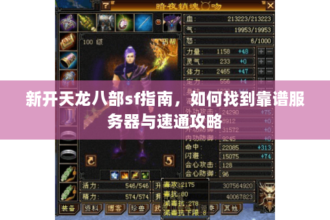 新开天龙八部sf指南，如何找到靠谱服务器与速通攻略
