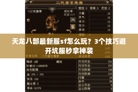 天龙八部最新服sf怎么玩？3个技巧避开坑服秒拿神装