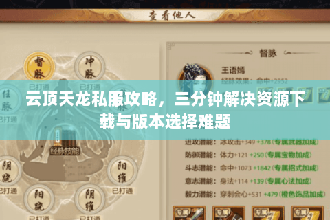 云顶天龙私服攻略，三分钟解决资源下载与版本选择难题