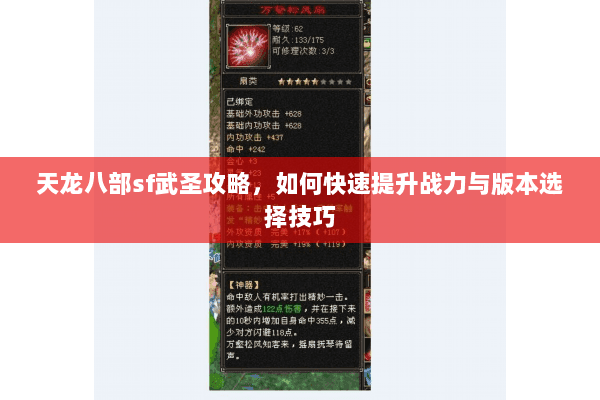 天龙八部sf武圣攻略，如何快速提升战力与版本选择技巧