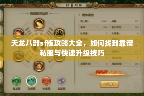 天龙八部sf版攻略大全，如何找到靠谱私服与快速升级技巧
