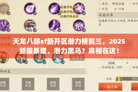 天龙八部sf新开区潜力榜前三，2025新服暴增，潜力黑马？真相在这！