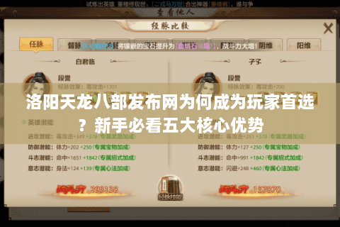 洛阳天龙八部发布网为何成为玩家首选？新手必看五大核心优势